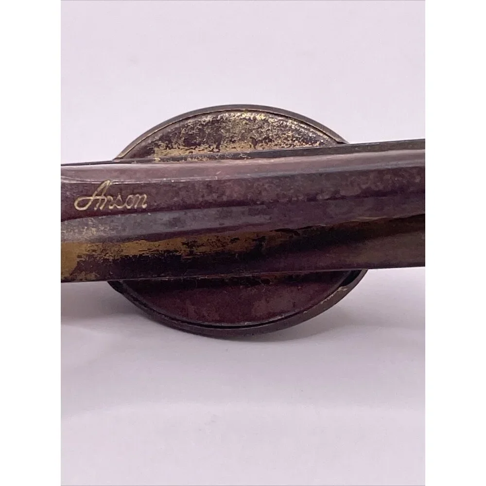 Anson Screw In Clear Lucite Oval Tie Clip Collar Vintage Goldtone Aged Rustic E5